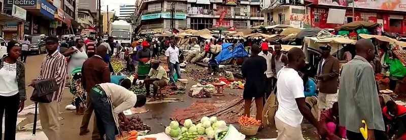 Street-side produce trading at Nakasero Market, Kampala, Uganda