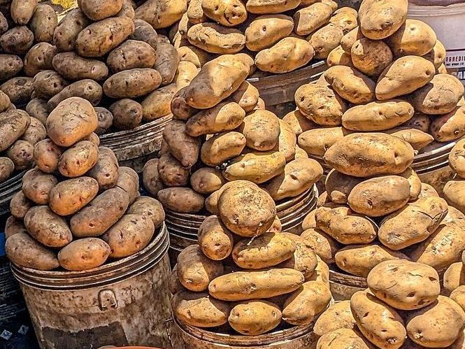 Irish potatoes on sale at St. Balikuddembe Market in Kampala, Uganda
