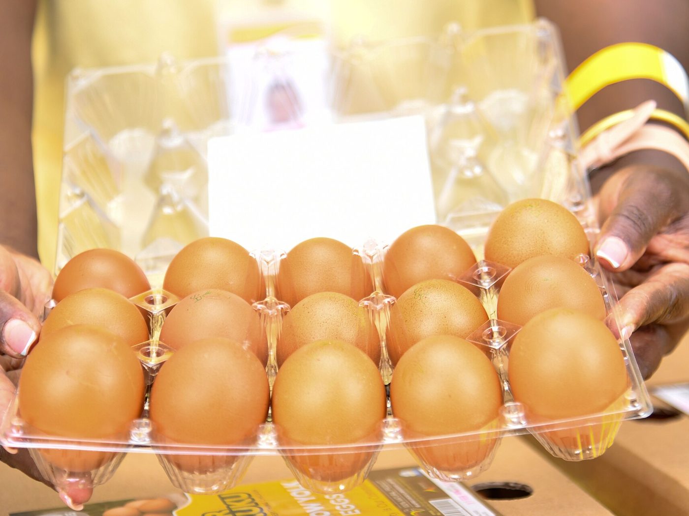 Packed eggs from a poultry farm in Uganda